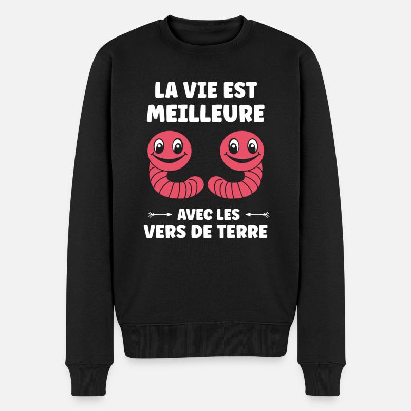 Humour ver de terre - Pull Premium bio Homme - noir