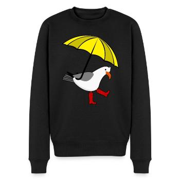 Seagull yellow Umbrella red Rain boots - Männer Premium Bio Pullover - Schwarz - Vorne - Nico (187cm)