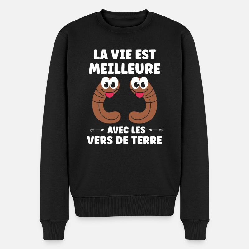 Humour ver de terre - Pull Premium bio Homme - noir