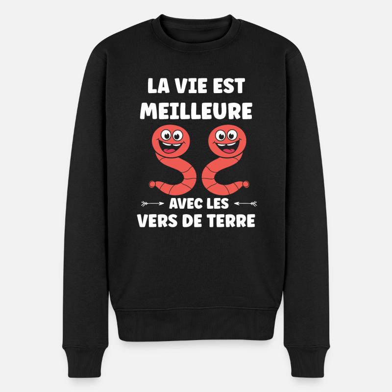 Humour ver de terre - Pull Premium bio Homme - noir
