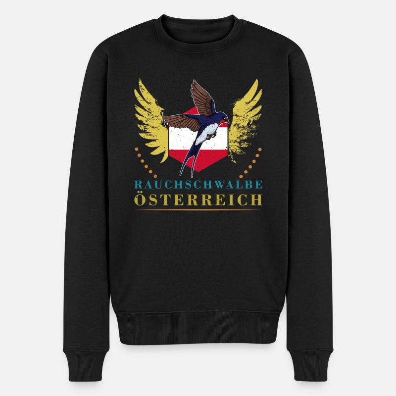 Hirondelle rustique Autriche drapeau oiseau - Pull Premium bio Homme - noir