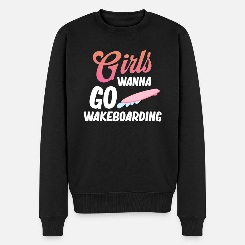Mädchen Wollen Wakeboarden, Bootfahren, - Männer Premium Bio Pullover - Schwarz