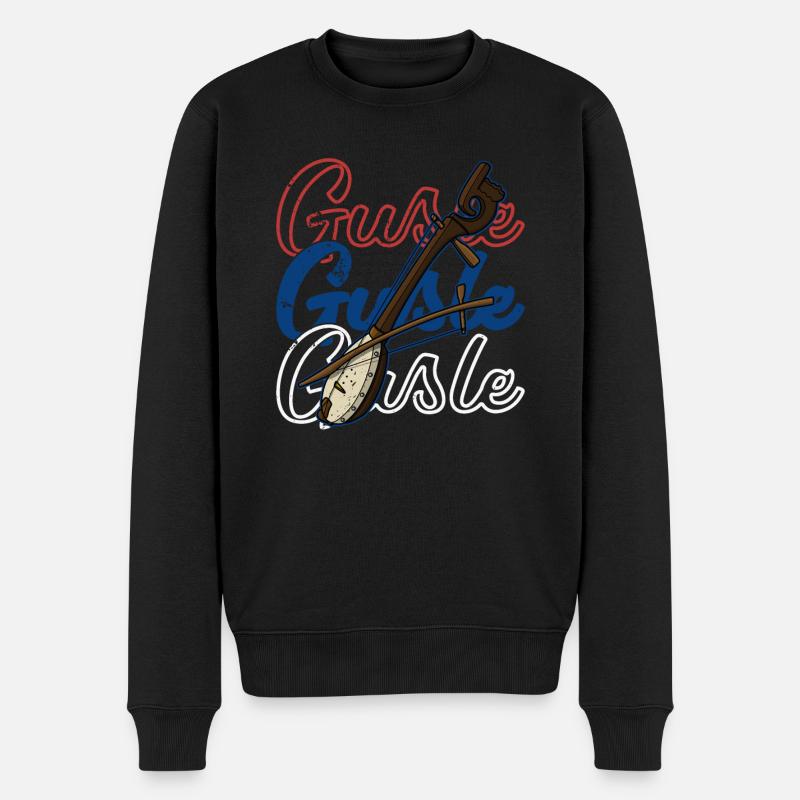 Serbie Balkan Gusle musique drapeau - Pull Premium bio Homme - noir