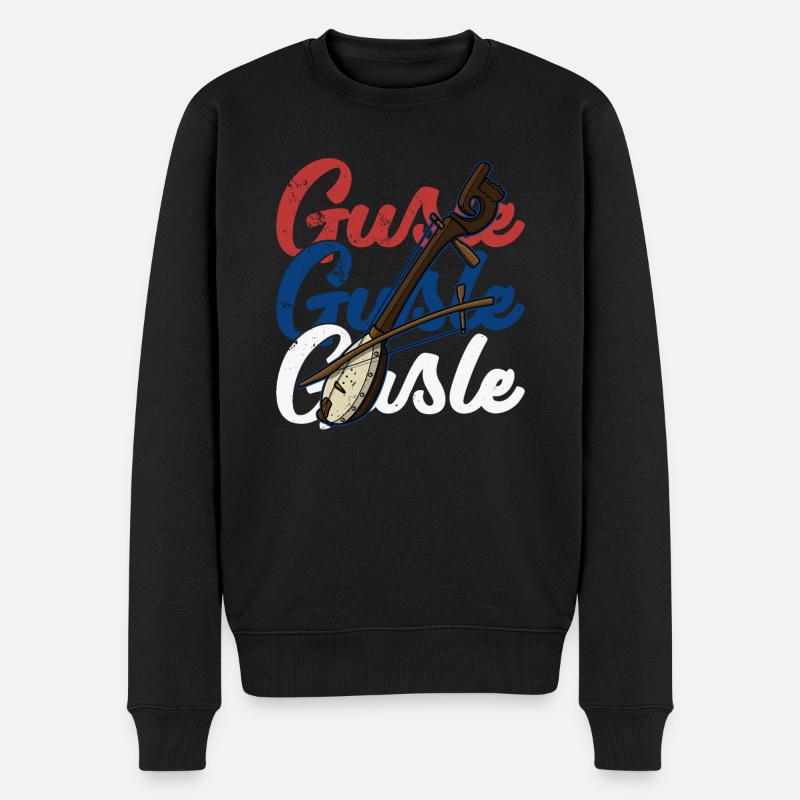 Serbie Balkan Gusle musique drapeau - Pull Premium bio Homme - noir