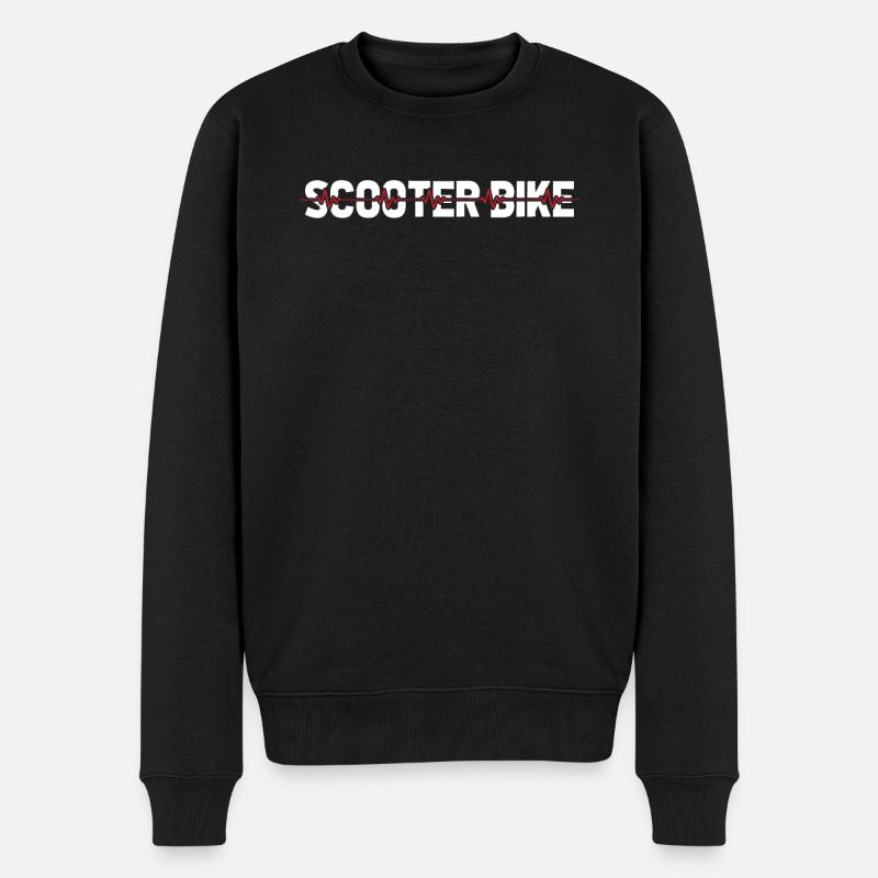Motorroller Ekg Heartbeat - Männer Premium Bio Pullover - Schwarz