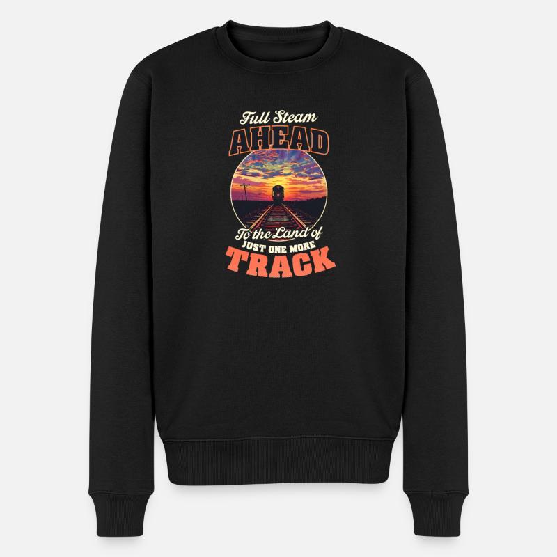 Modelleisenbahn mit Volldampf voraus - Männer Premium Bio Pullover - Schwarz