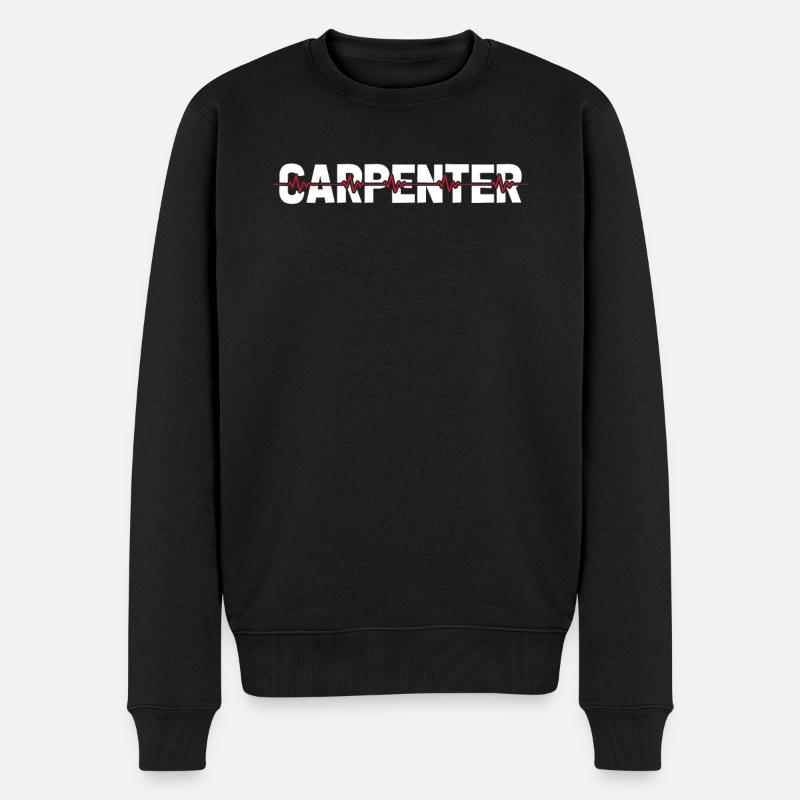 Tømrer Tømrer Tømrer Ekg Hjerteslag - Økologisk premium-sweatshirt til mænd - sort