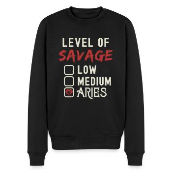 Level Of Savage Widder Lustige Sternzeichen-Astrologie - Männer Premium Bio Pullover - Schwarz - Vorne - Nico (187cm)