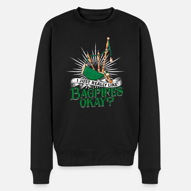 Dudelsack Sackpfeife - Männer Premium Bio Pullover - Schwarz