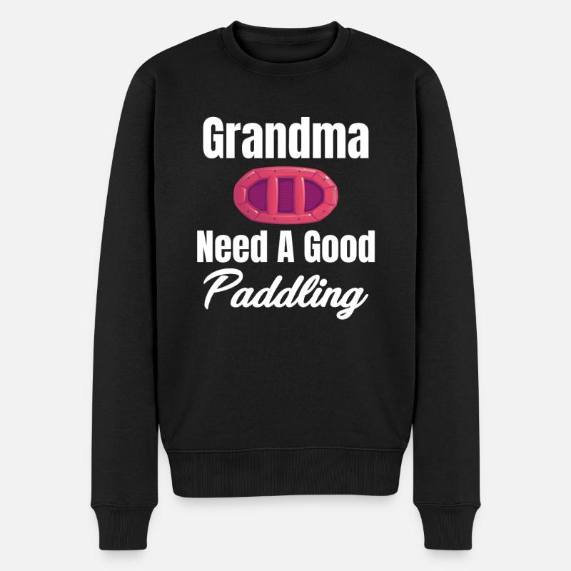 Oma Braucht Ein Gutes Paddeln, Rafting, - Männer Premium Bio Pullover - Schwarz