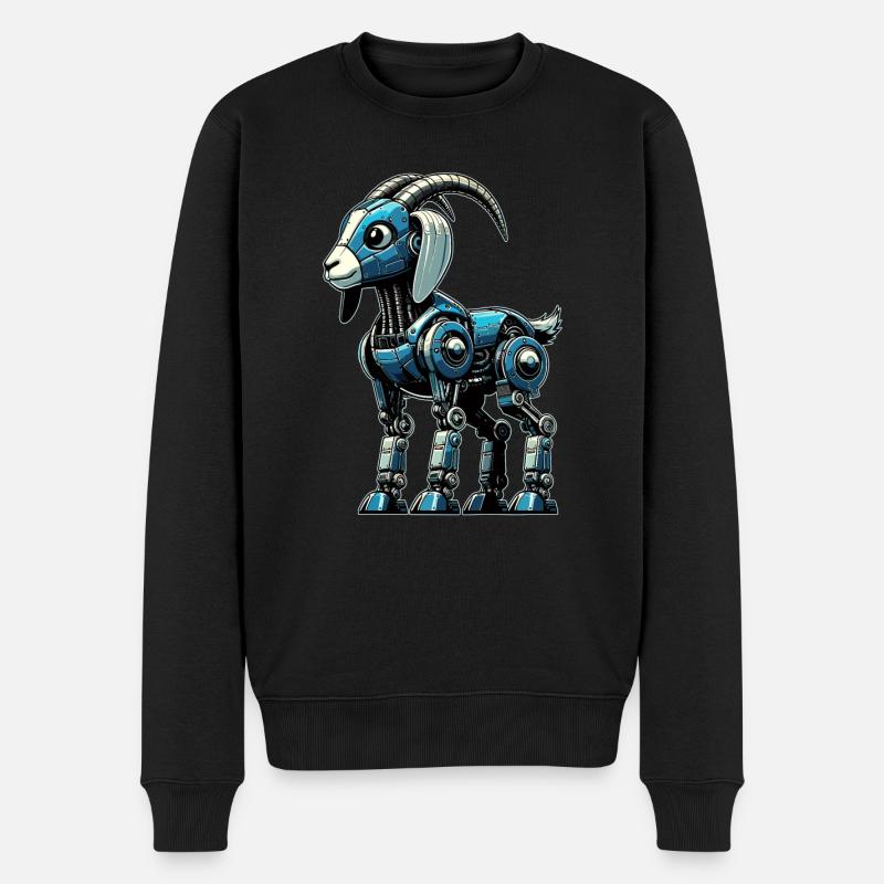 Ziege Roboter, Roboziege, Roboter-Ziege - Männer Premium Bio Pullover - Schwarz