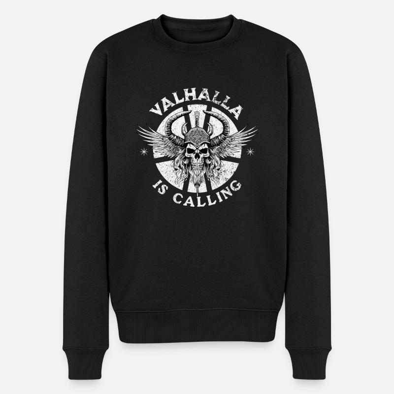 Valhalla Ruf Wikinger Krieger Shirt - Männer Premium Bio Pullover - Schwarz
