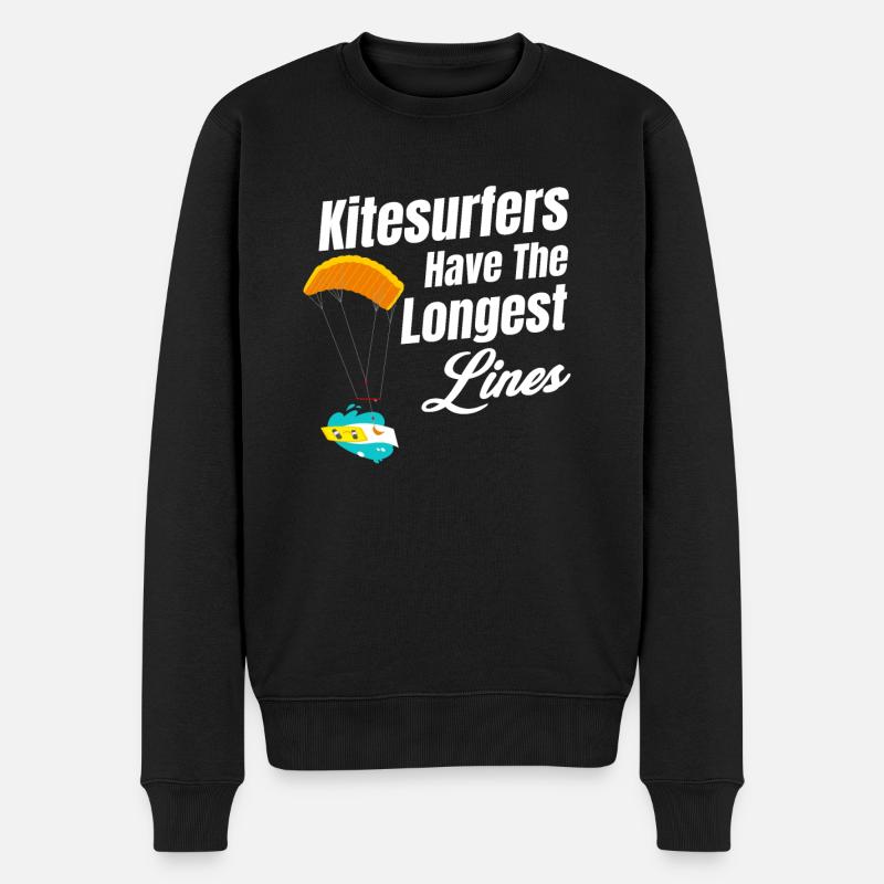 Kitesurfer Haben Das Längste Segelbrett Windiges - Männer Premium Bio Pullover - Schwarz