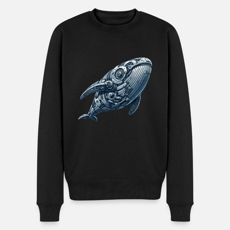 Wal Roboter, Roboter-Wal - Männer Premium Bio Pullover - Schwarz