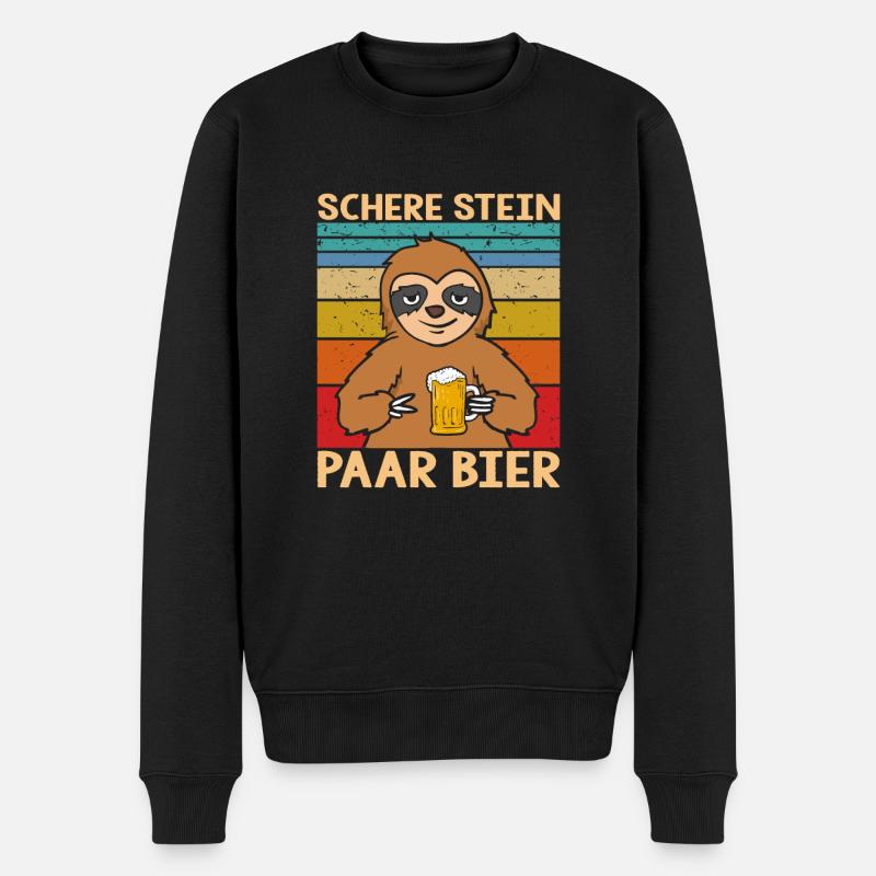 Bier Faultier - Männer Premium Bio Pullover - Schwarz