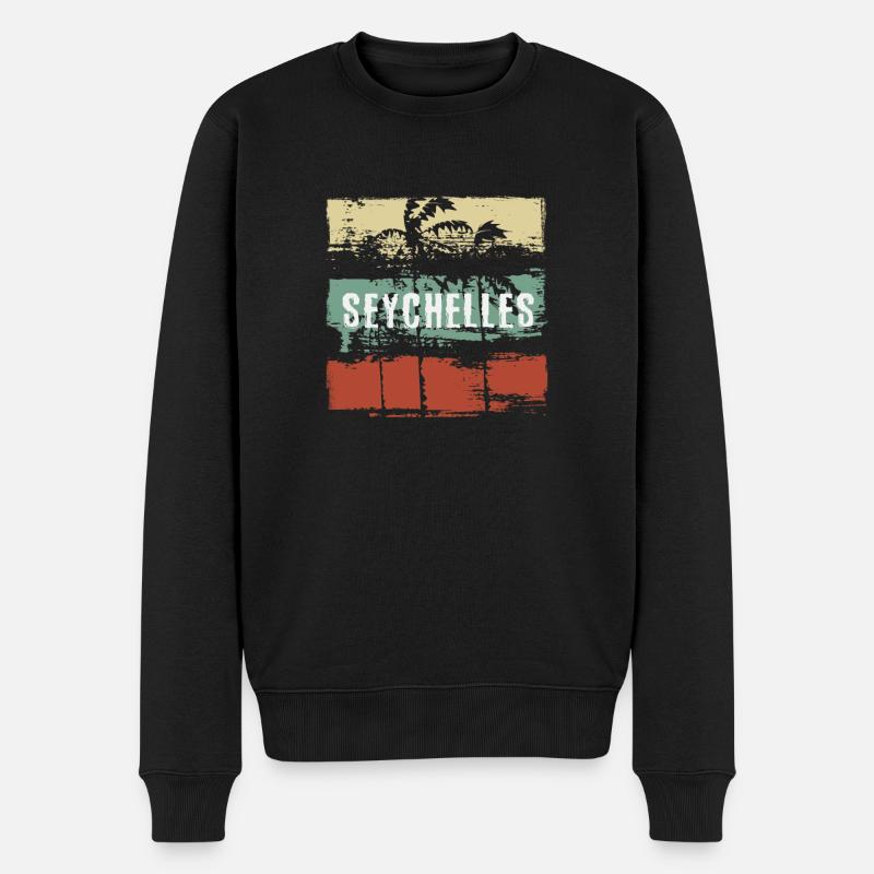 Seychellen Künstlerisches Urlaubssouvenir Abstrakt - Männer Premium Bio Pullover - Schwarz