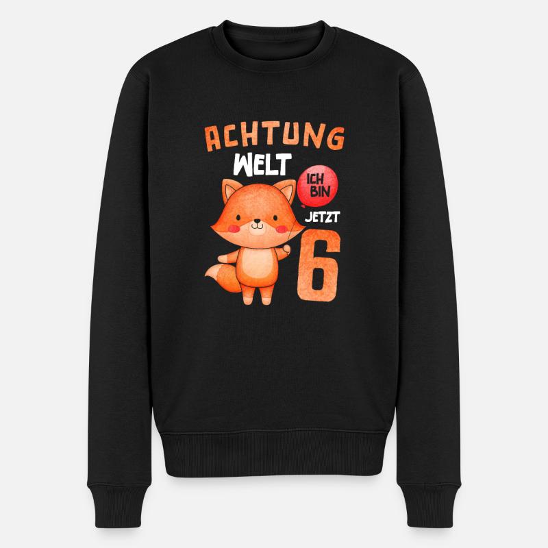 Achtung Welt Ich Bin Jetzt 6 Fuchs - Männer Premium Bio Pullover - Schwarz