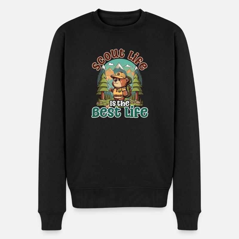 Scouting Bear Scout am besten - Männer Premium Bio Pullover - Schwarz