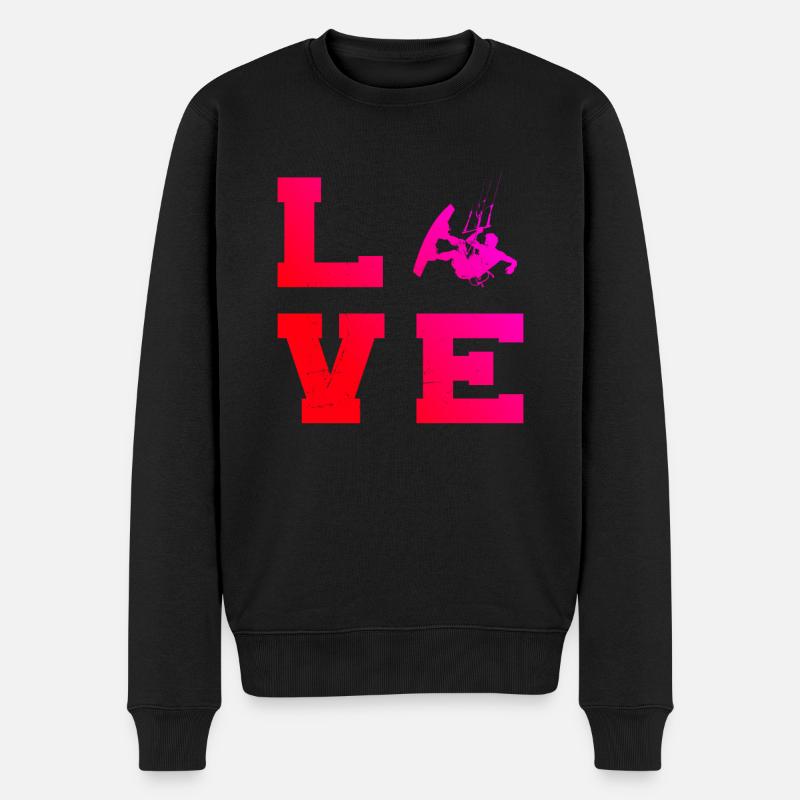 Kite Kitesurfen Kitesurfer Damen Herren Kitesurf - Männer Premium Bio Pullover - Schwarz