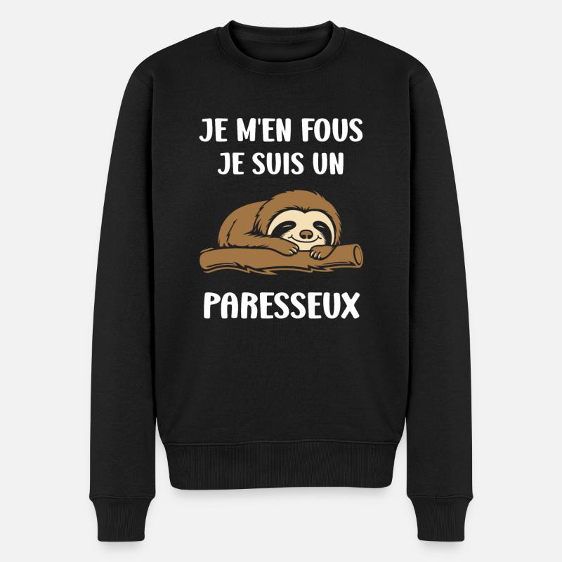 humour paresseux - Pull Premium bio Homme - noir