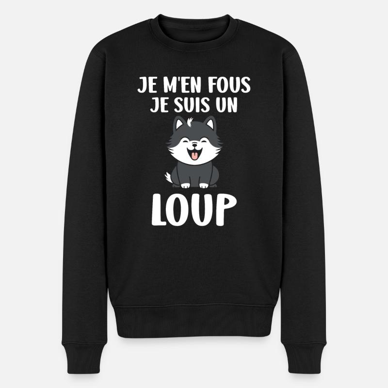 Humour animal petit loup - Pull Premium bio Homme - noir