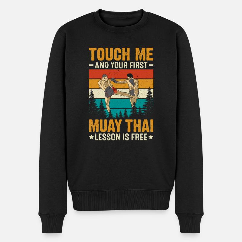 Touchez-moi et votre première leçon de Muay Thai est gratuite - Pull Premium bio Homme - noir
