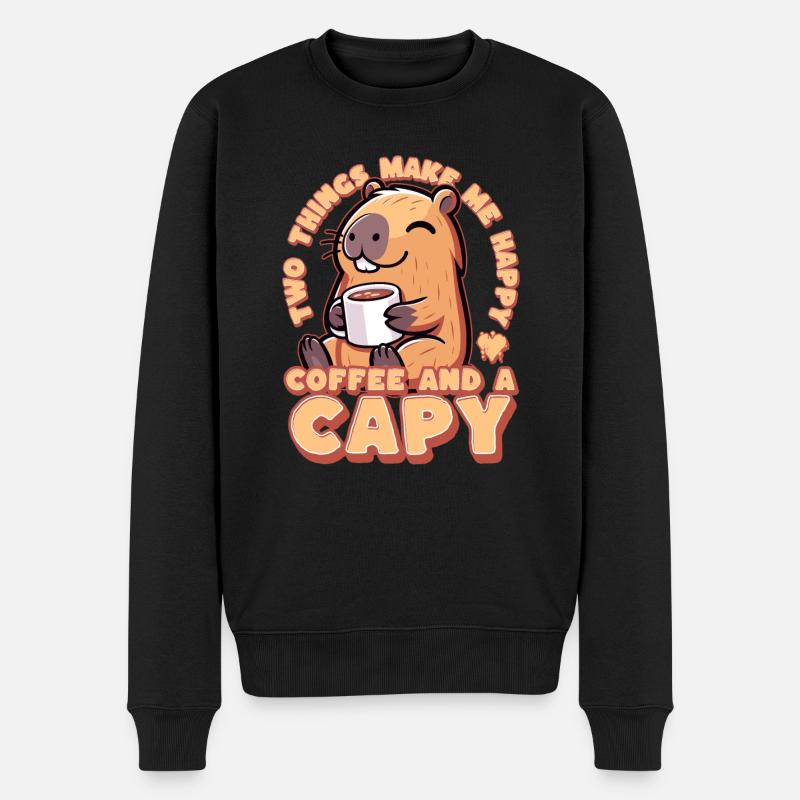 Kaffee Capybara - Coffeebara - Capyrista - Capycin - Männer Premium Bio Pullover - Schwarz