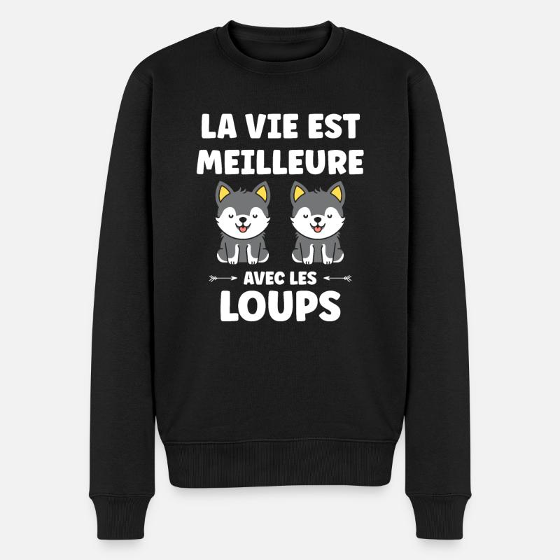 Humour loup - Pull Premium bio Homme - noir