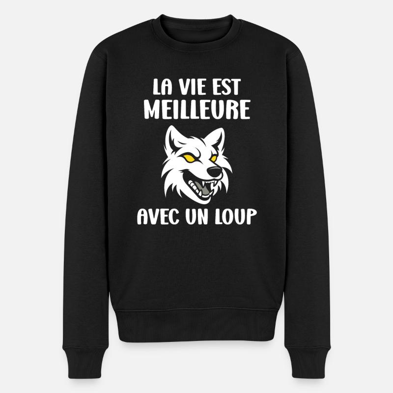 Humour loup - Pull Premium bio Homme - noir