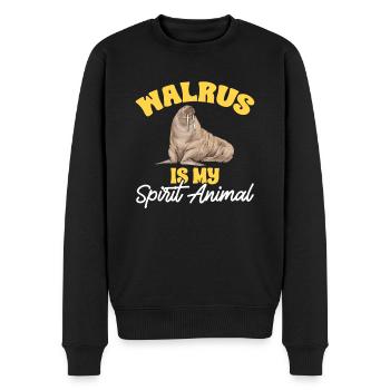 Walross - Männer Premium Bio Pullover - Schwarz - Vorne - Nico (187cm)
