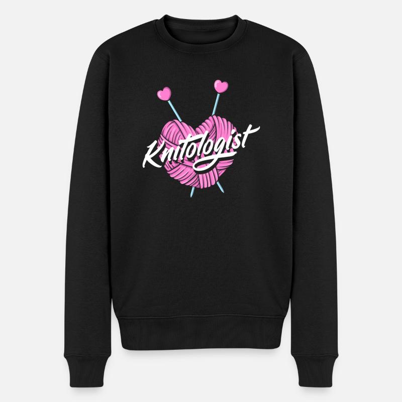 Lustiges Stricken Stricknadel Geschenk - Männer Premium Bio Pullover - Schwarz