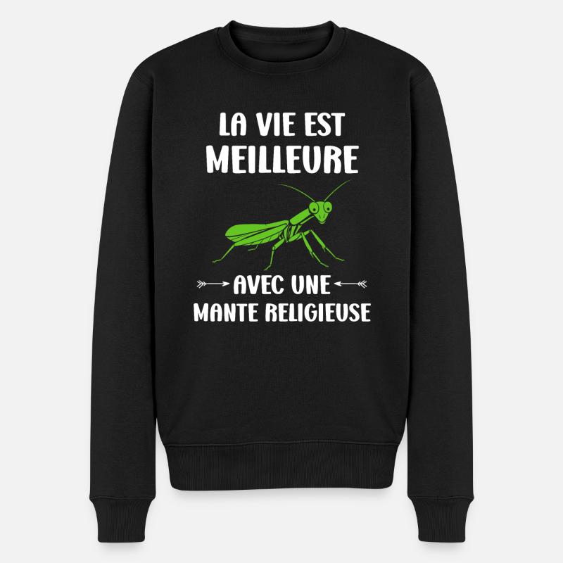 Humour insecte Mante religieuse - Pull Premium bio Homme - noir