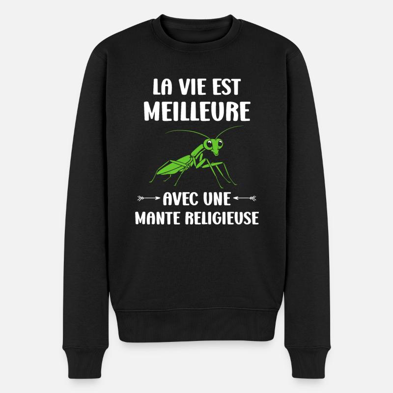 Humour insecte Mante religieuse - Pull Premium bio Homme - noir
