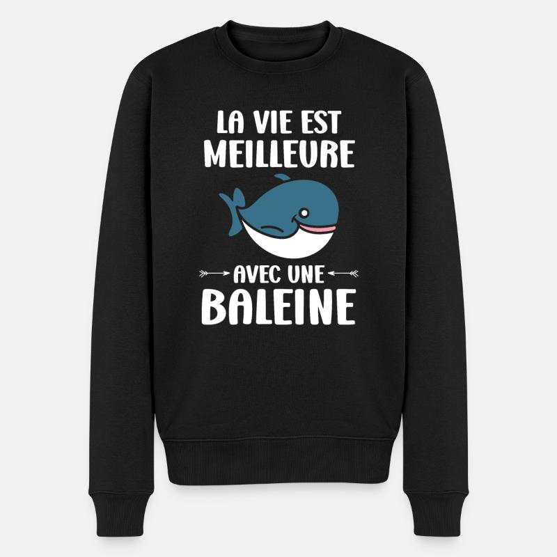 Baleines bleu Amour baleine - Pull Premium bio Homme - noir