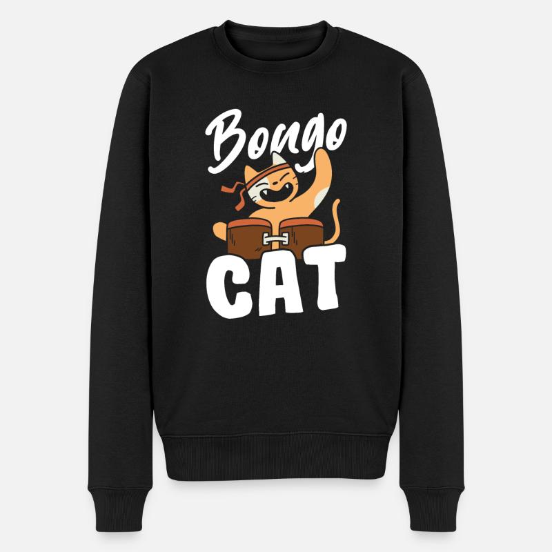 Cadeau Bongo Chat - Pull Premium bio Homme - noir