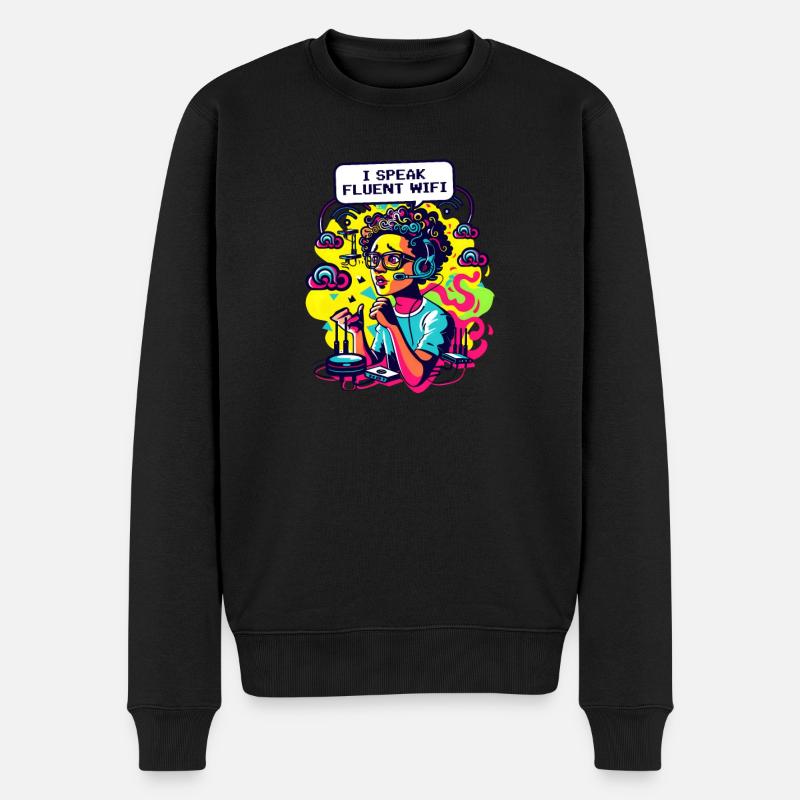 Netzwerktechnik Ich spreche fließend Wi-Fi - Männer Premium Bio Pullover - Schwarz