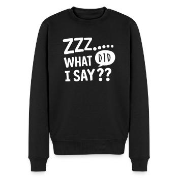 Parler dans le sommeil, Somniloquie, Parler dans le sommeil - Pull Premium bio Homme - noir - Devant - Nico (187cm)