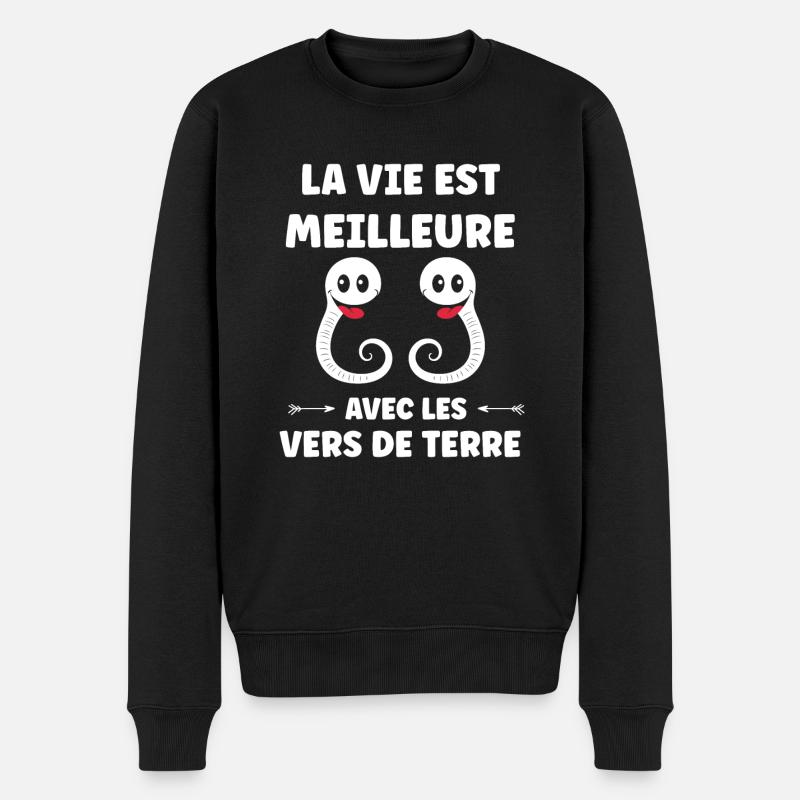 Humour ver de terre - Pull Premium bio Homme - noir