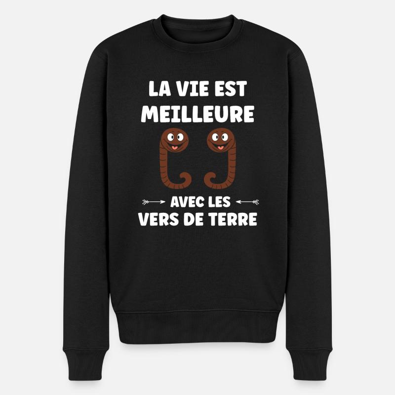 Humour ver de terre - Pull Premium bio Homme - noir
