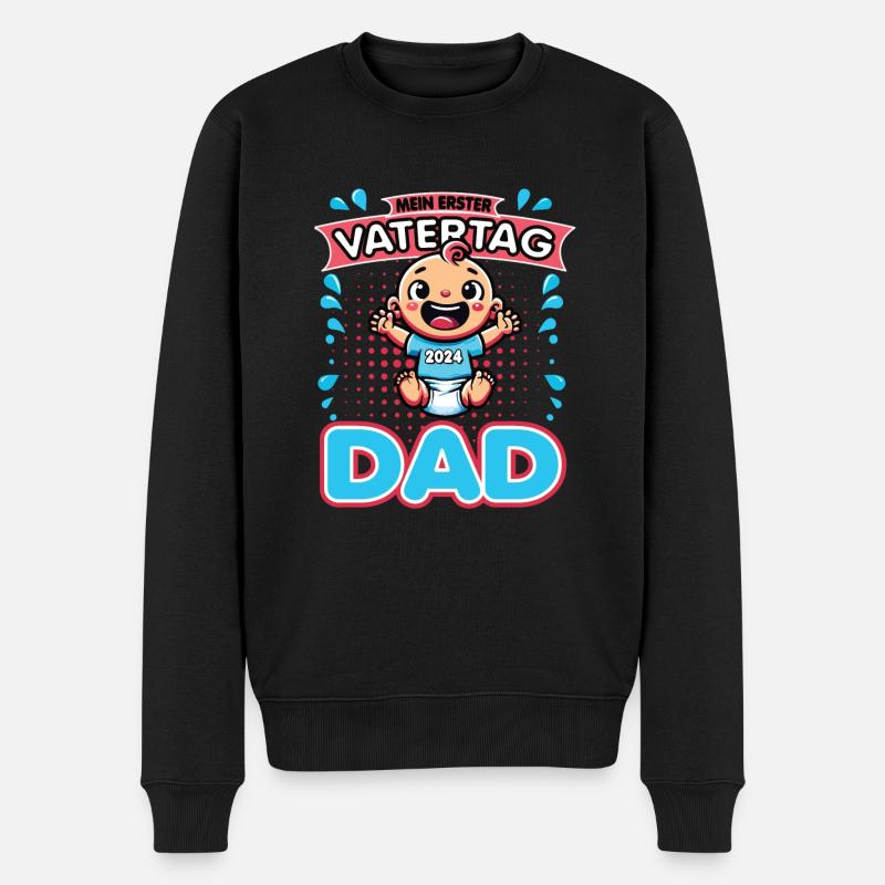 Mein Erster Vatertag als Papa 2024 - Dad - Männer Premium Bio Pullover - Schwarz