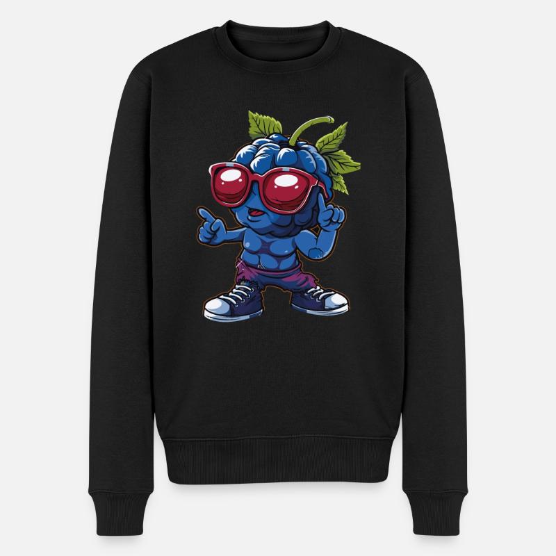 Blaubeeren - Männer Premium Bio Pullover - Schwarz