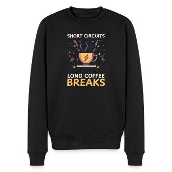 Elektrotechnik Kurzschlüsse Kaffeepause - Männer Premium Bio Pullover - Schwarz - Vorne - Nico (187cm)