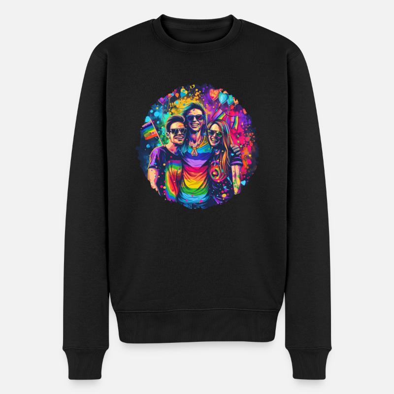 Rainbow Connection Embrace, Happy Pride - Männer Premium Bio Pullover - Schwarz