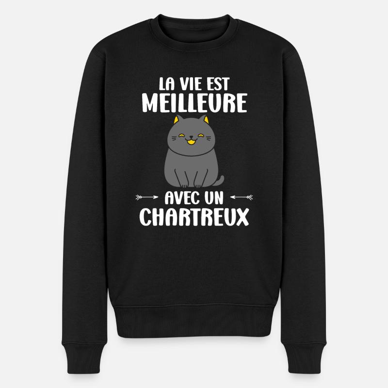Humour chat chartreux - Pull Premium bio Homme - noir