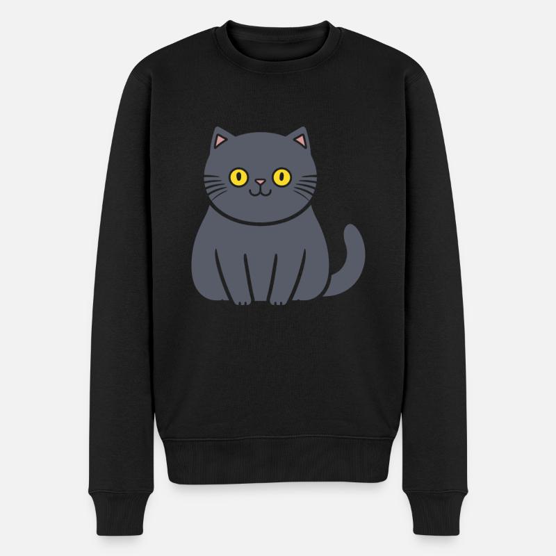 Chartreux kleine Katze - Männer Premium Bio Pullover - Schwarz