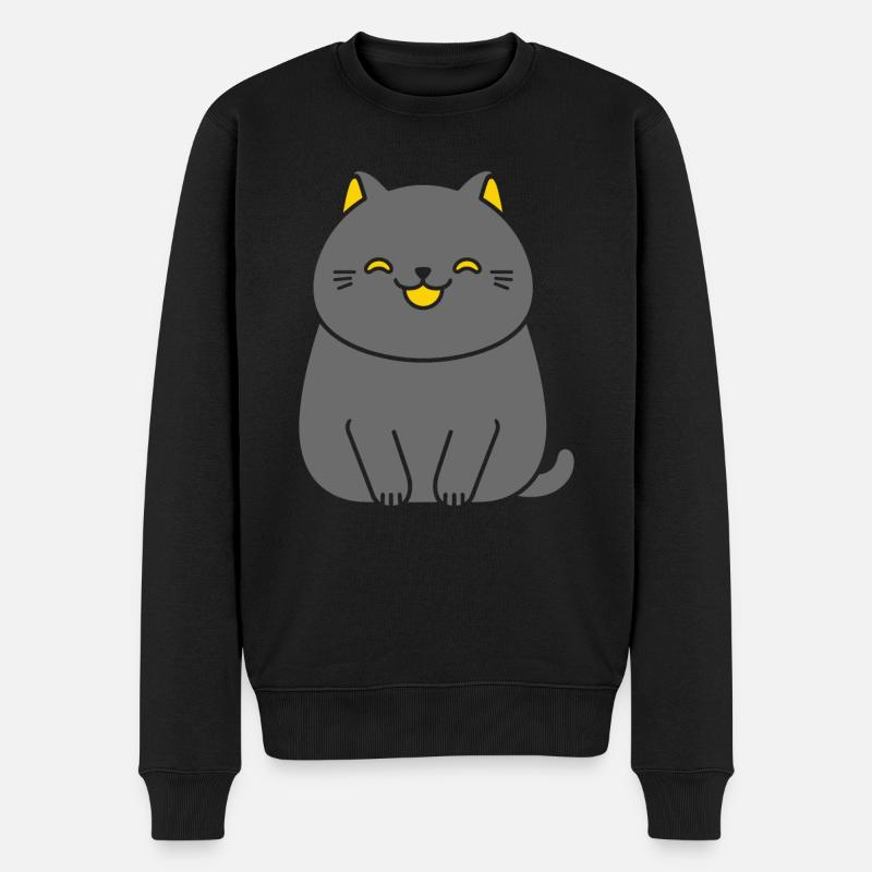 Chartreux kleine Katze - Männer Premium Bio Pullover - Schwarz