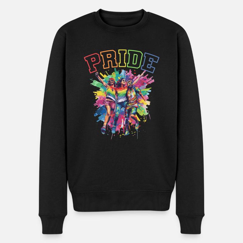 Rainbow Connection Embrace, Happy Pride - Männer Premium Bio Pullover - Schwarz