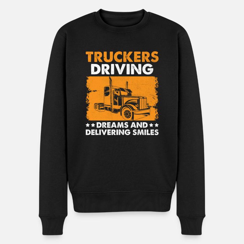 Trucker Kørsel Far Trucker Far Lastbilchauffør - Økologisk premium-sweatshirt til mænd - sort