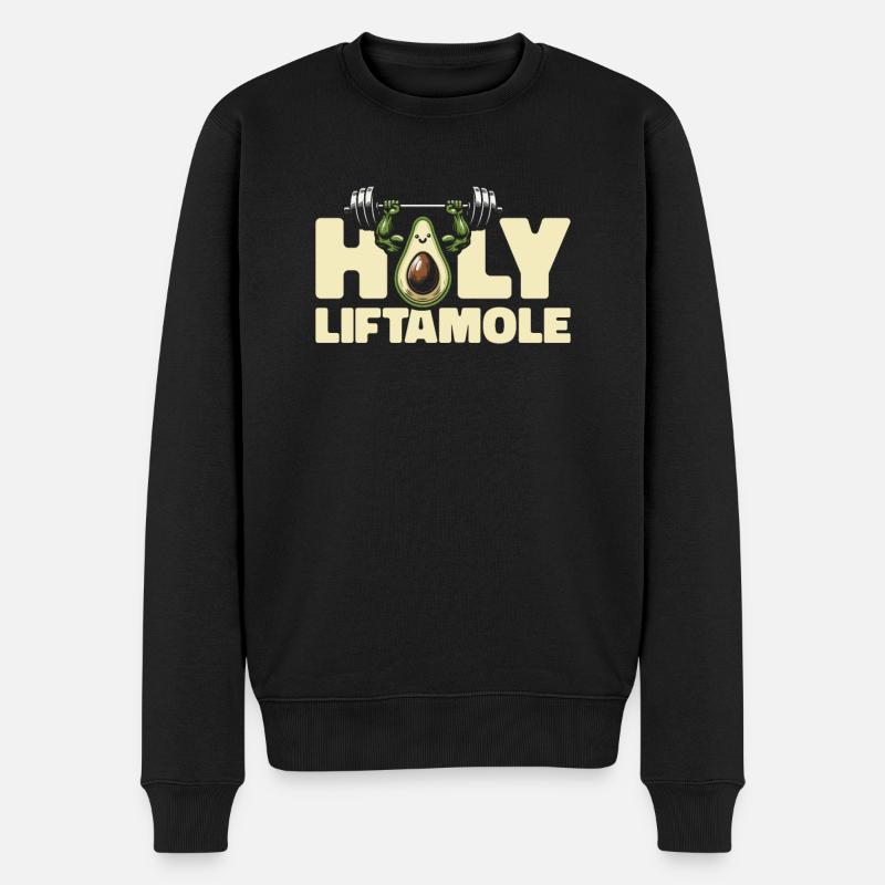 Powerlifting Powerlifter Avocado Holy Liftamole - Männer Premium Bio Pullover - Schwarz