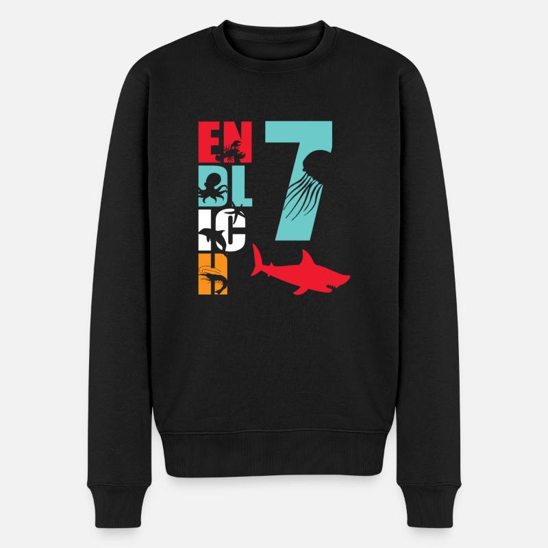 Endlich 7 Hai Fisch - Männer Premium Bio Pullover - Schwarz
